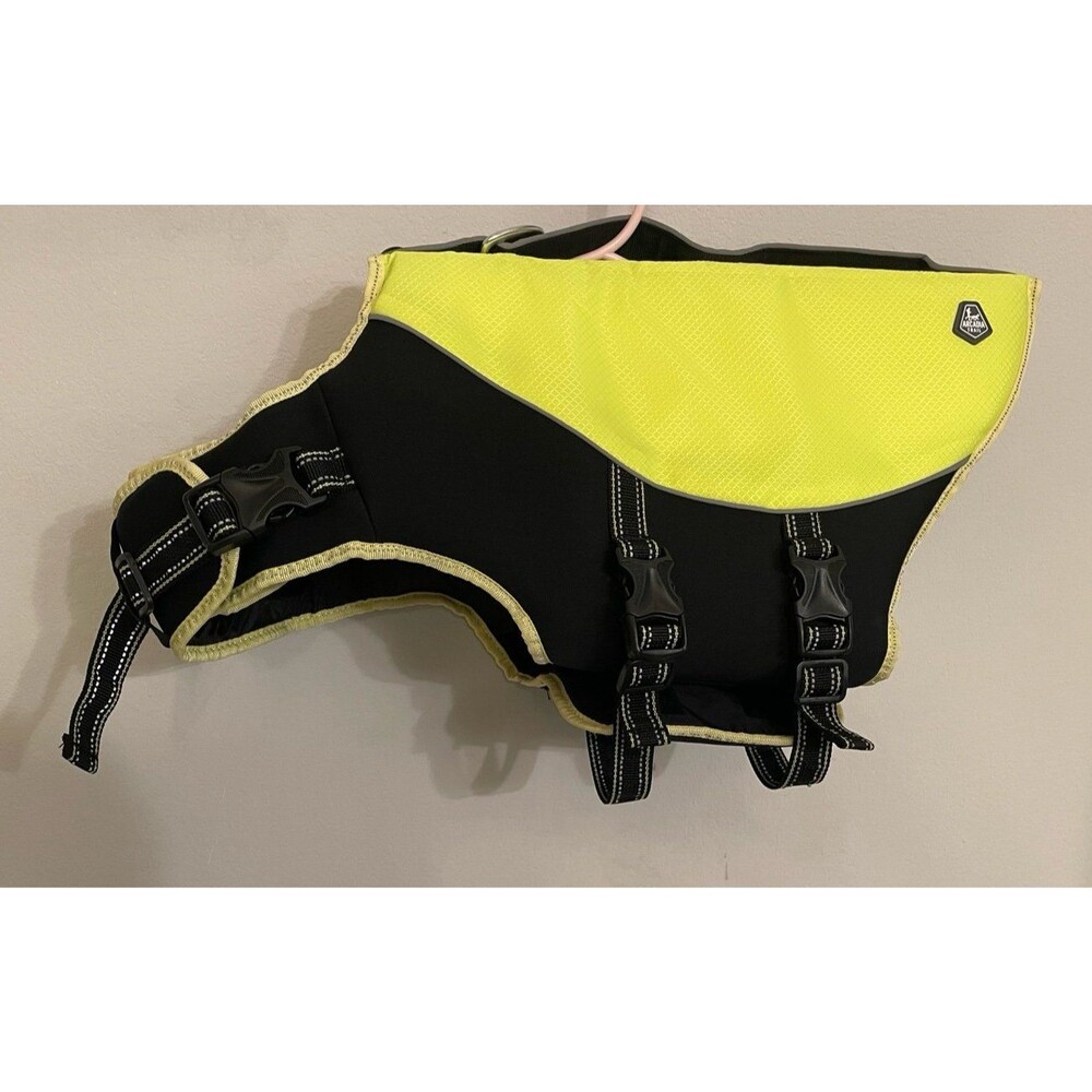 Yellow Arcadia Trail Floatation Coat Dog Life Jacket, Size Large